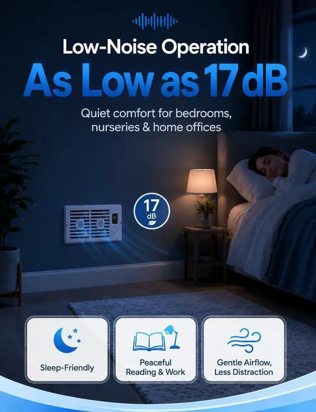 Alt view image 4 of 7 - Register Booster Fan for 4 x 10 Vents, Remote Control, 3 Modes, 10 Speeds, Built-In Display, Fits Floor or Wall Registers, Removable Front Cover, Home HVAC Airflow Support - Off White