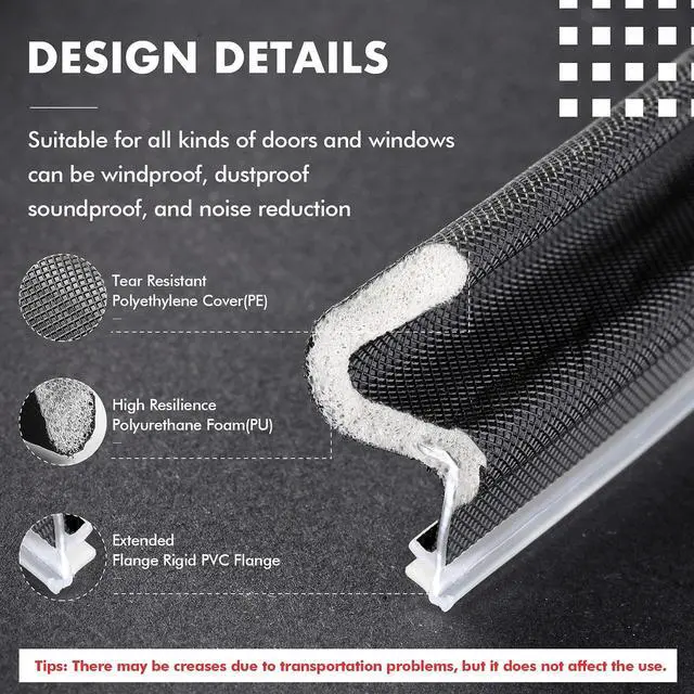 Alt view image 3 of 7 - Weather Stripping Door Seal Exterior Weather Strip for Window V-Shaped Foam Kerf Garage Door Gap Blocker Soundproof Home Improvement Easy to Install(40 Feet,Black)