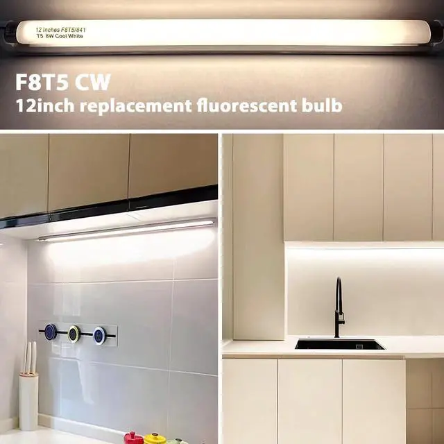 Alt view image 6 of 7 - 8 Pack F8T5/CW Fluorescent Bulbs, T5 12 inch 8 Watts Under Cabinet Light Bulb Cool White, G5 Mini Bi 420 Lumen