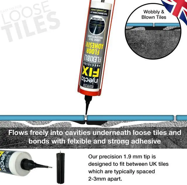 Alt view image 7 of 7 - Floor-Fix Pro Tile Repair Kit Precision Injection Adhesive for Loose & Hollow Floor Tiles, Stone, Wood, Laminate & LVT Stainless Steel Tip, 10.1 fl oz (3)