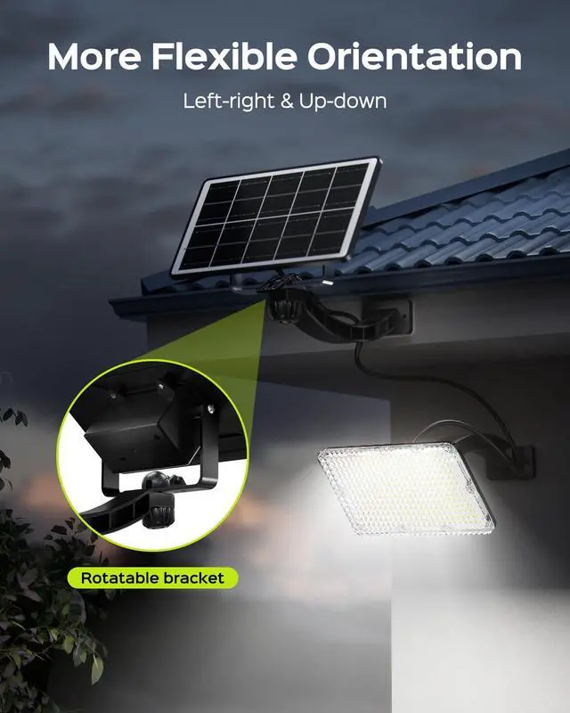 Alt view image 3 of 7 - 1000 Lumens 299 LED Solar Lights Outdoor Bright Solar Dusk to Dawn Light, IP65 Waterproof Outdoor Solar Powered Security Flood Light for Wall Porch Shed Barn