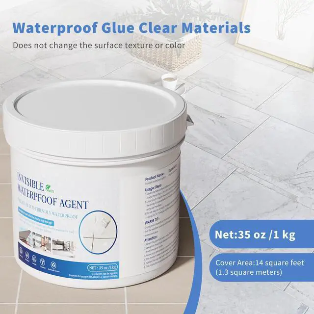 Alt view image 2 of 7 - Invisible Waterproof Agent Transparent Repairing Leak Waterproof Adhesive for Roofs, Walls, Bathroom, Shower, Window Sills, Indoor & Outdoor Water Proof Coating 35 Oz