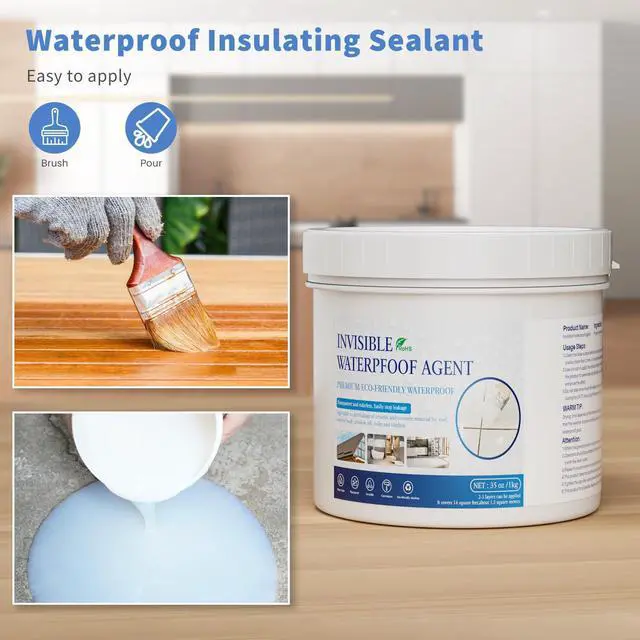 Alt view image 6 of 7 - Invisible Waterproof Agent Transparent Repairing Leak Waterproof Adhesive for Roofs, Walls, Bathroom, Shower, Window Sills, Indoor & Outdoor Water Proof Coating 35 Oz
