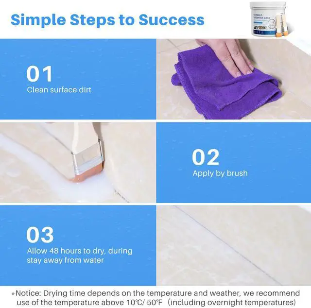 Alt view image 7 of 7 - Invisible Waterproof Agent Transparent Repairing Leak Waterproof Adhesive for Roofs, Walls, Bathroom, Shower, Window Sills, Indoor & Outdoor Water Proof Coating 35 Oz