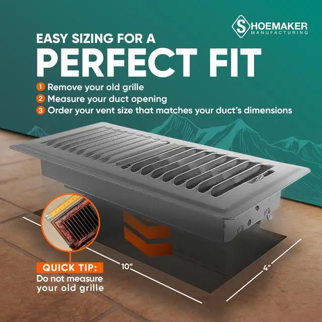 Alt view image 3 of 7 - Shoemaker 4x10 Floor Register Storm Gray Heavy Duty Walkable Metal Floor Vent Cover for Home Floor, Steel Air Vent Cover with Adjustable Damper, Forced-Air Registers Grilles & Vents