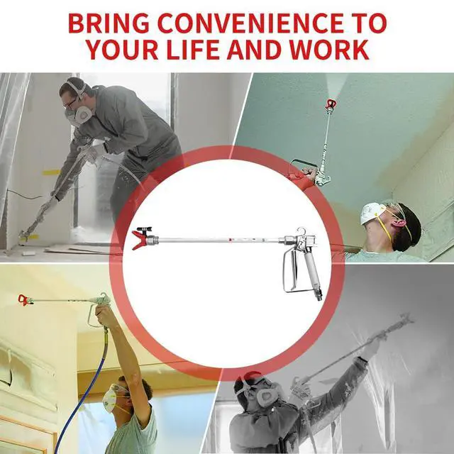 Alt view image 5 of 6 - 3600 PSI High Airless Paint Sprayer Gun with Nozzle Guard and with 5 Spray Nozzle Tips and 5 Airless Paint Sprayer Gun Filters and 16Inch(40CM) Spray Painted Extension Pole (211, 313, 415, 517, 623)