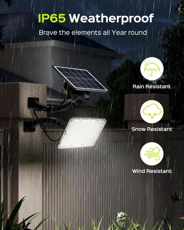 Alt view image 6 of 7 - 1000 Lumens 299 LED Solar Lights Outdoor Bright Solar Dusk to Dawn Light, IP65 Waterproof Outdoor Solar Powered Security Flood Light for Wall Porch Shed Barn