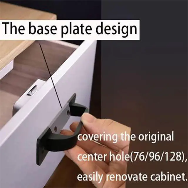 Alt view image 2 of 6 - 12 Pack 5 Inch 128 mm Matte Black Square Cabinet Handles with Base Plate Aluminum Cabinet Pulls Drawer Pulls Sliding Door Pulls Black Cabinet Handles