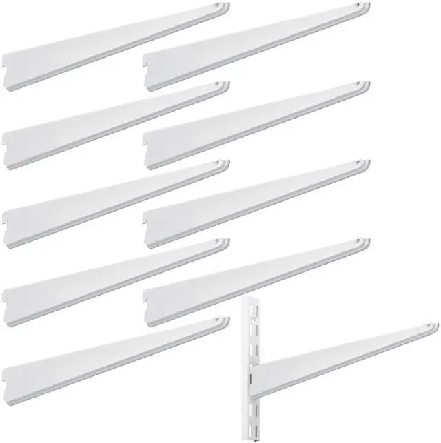 Main image of 10 Pack Adjustable Shelf Brackets for Double Track System Closet Organization Heavy Duty Wire Shelf Brackets (White,11.5 Inches)
