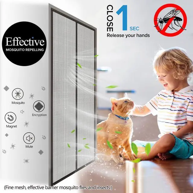 Alt view image 3 of 7 - Magnetic Screen Door with Upgraded PET Material Mesh- Easy Installation, Tear-Resistant, Pet and Kid Friendly Screen 38"X84" Fit Door Size 36"X82"