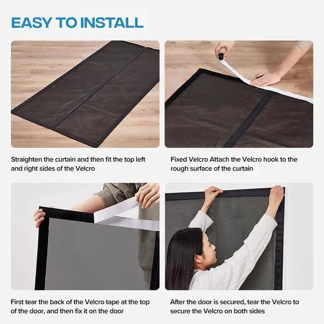 Alt view image 7 of 7 - Magnetic Screen Door with Upgraded PET Material Mesh- Easy Installation, Tear-Resistant, Pet and Kid Friendly Screen 38"X84" Fit Door Size 36"X82"
