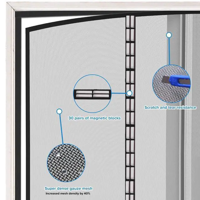 Alt view image 6 of 7 - Magnetic Screen Door with Upgraded PET Material Mesh- Easy Installation, Tear-Resistant, Pet and Kid Friendly Screen 38"X84" Fit Door Size 36"X82"