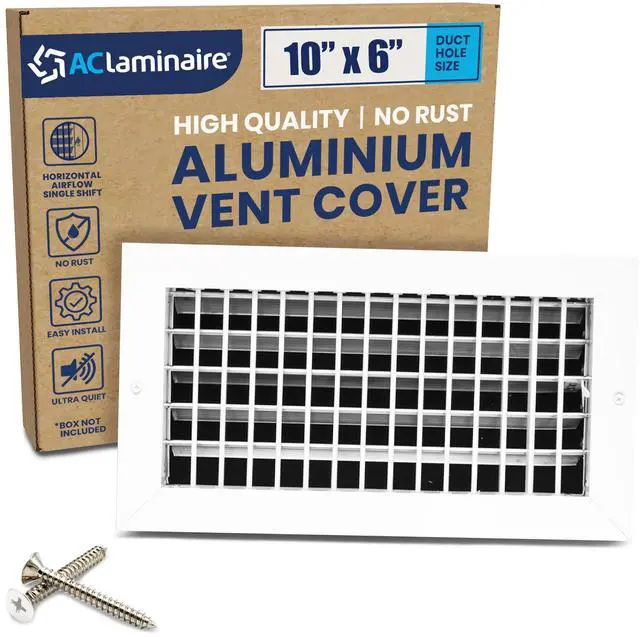 Main image of 10" x 6" (Duct Hole Adjustable Vent Cover - HVAC Register Grille Aluminum