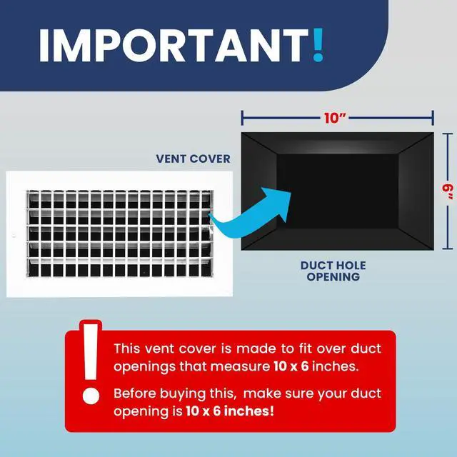 Alt view image 4 of 7 - 10" x 6" (Duct Hole Adjustable Vent Cover - HVAC Register Grille Aluminum