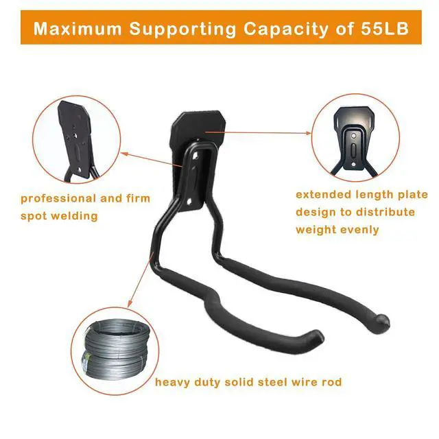 Alt view image 3 of 6 - Garden Power Tool Hanger, Garage Wall Hooks, Weedeater Rack, String Trimmer Hanger, Utility Hooks for Garage Tool Organizers and Storage - Black, 4 Pcs