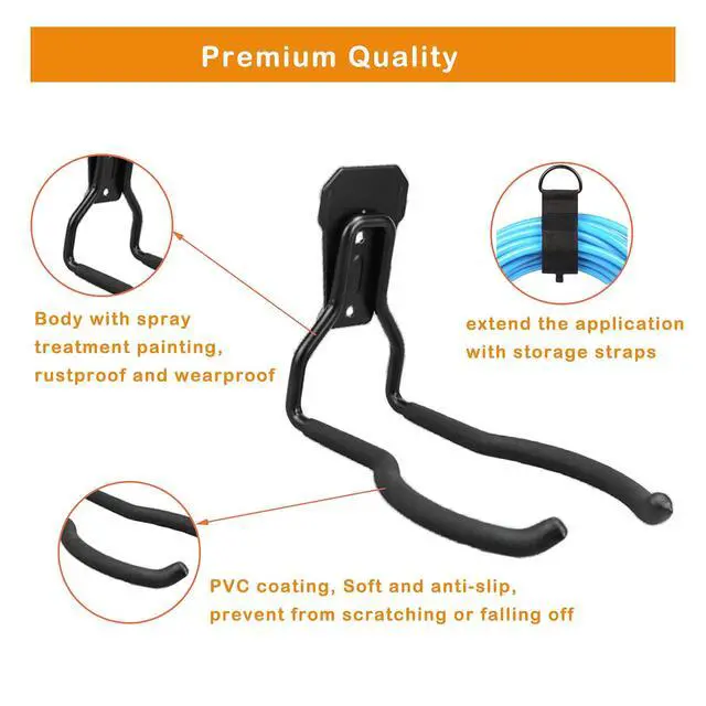 Alt view image 4 of 6 - Garden Power Tool Hanger, Garage Wall Hooks, Weedeater Rack, String Trimmer Hanger, Utility Hooks for Garage Tool Organizers and Storage - Black, 4 Pcs