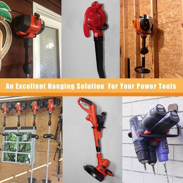 Alt view image 5 of 6 - Garden Power Tool Hanger, Garage Wall Hooks, Weedeater Rack, String Trimmer Hanger, Utility Hooks for Garage Tool Organizers and Storage - Black, 4 Pcs