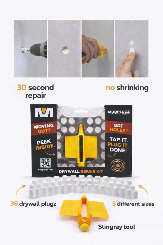 Alt view image 4 of 6 - FIX Drywall Anchor Holes Fast - Drywall Hole Repair Kit - No Mesh - No Spackle - Professional Small Hole Wall Patch Kit - 36 Plugs - Reusable Prep Tool - Quick and Easy