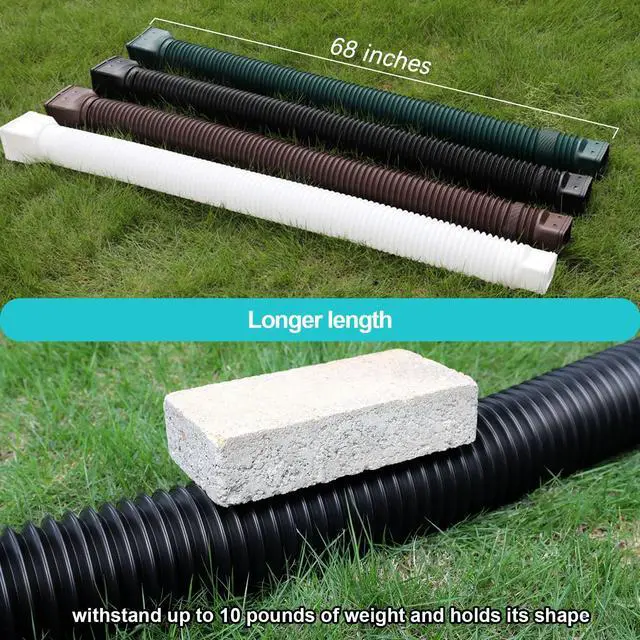 Alt view image 4 of 6 - 4 Pack Rain Gutter Downspout Extensions Flexible, Drain Downspout Extender,Down Spout Drain Extender, Gutter Connector Rainwater Drainage,Extendable from 21 to 68 Inches(Black)