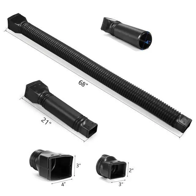 Alt view image 6 of 6 - 4 Pack Rain Gutter Downspout Extensions Flexible, Drain Downspout Extender,Down Spout Drain Extender, Gutter Connector Rainwater Drainage,Extendable from 21 to 68 Inches(Black)