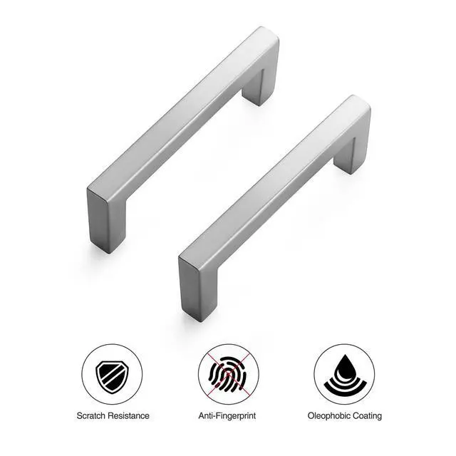 Alt view image 5 of 7 - Brushed Nickel Square Solid Cabinet Handles, 3 Inch, 30 Pack | Slim Square Bar Design, Solid Zinc Alloy, Modern Style, Kitchen Cabinet Hardware for Cupboards, Drawers, Dressers