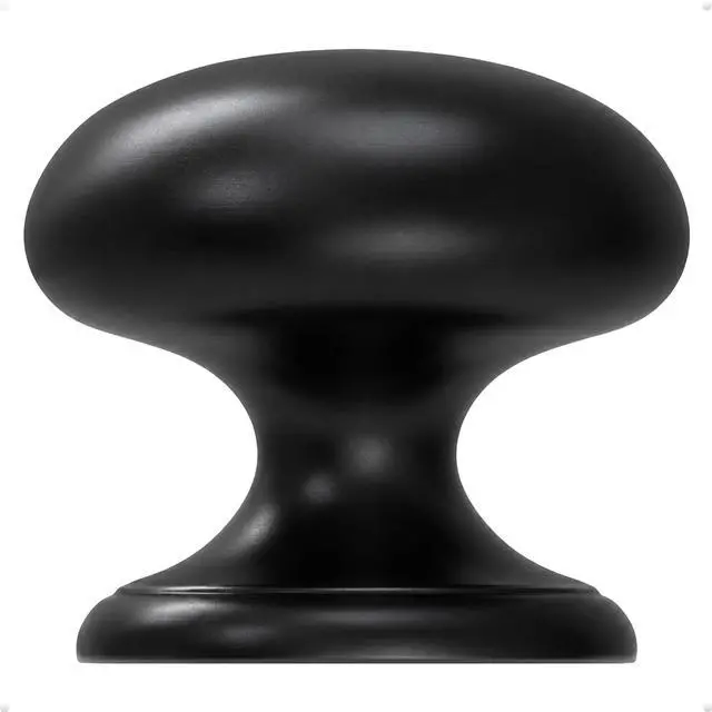 Main image of 4-Pack Matte Black 1.5" Bifold Closet Door Cabinet Knobs Pulls | Large Wide Base Zinc Round Kitchen Cabinet Wardrobe Dresser Dummy Doorknobs, Furniture Pantry Sideboard Buffet Drawer Handles