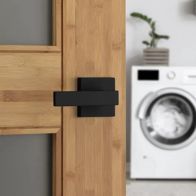 Alt view image 2 of 7 - Singapore Interior Passage Door Handle, Lever For Closet and Hallway Doors, Reversible Non-Locking Handle Lever, Matte Black, with Microban Protection