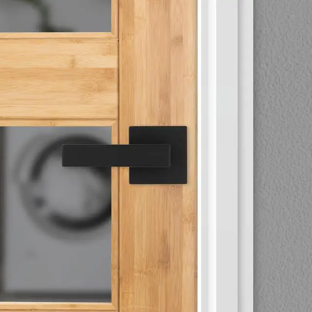 Alt view image 3 of 7 - Singapore Interior Passage Door Handle, Lever For Closet and Hallway Doors, Reversible Non-Locking Handle Lever, Matte Black, with Microban Protection