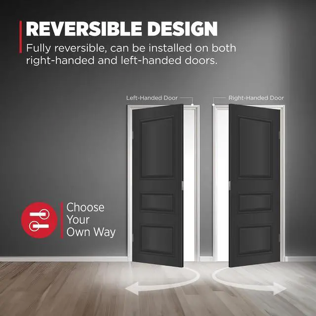 Alt view image 5 of 7 - Singapore Interior Passage Door Handle, Lever For Closet and Hallway Doors, Reversible Non-Locking Handle Lever, Matte Black, with Microban Protection