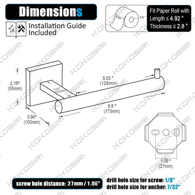 Alt view image 2 of 7 - Toilet Paper Holder Oil Rubbed Bronze Toilet Roll Holder Hold Mega Rolls Kitchen Bathroom Tissue Paper Dispenser Stainless Steel, B2005ORB