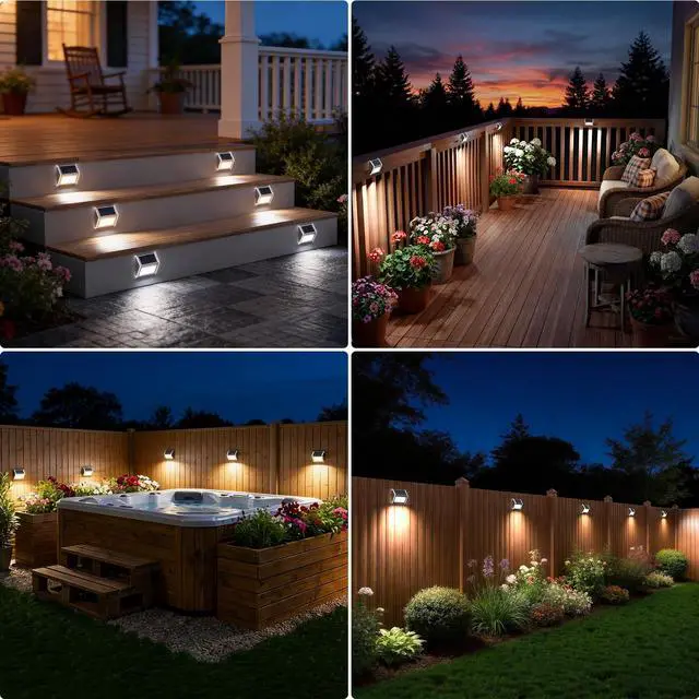 Alt view image 3 of 7 - Solar Lights Perfect for Deck, Fence, Stair, Step Decor-Cool White-12P | Stainless Steel, Waterproof, Solar Powered, Garden, Patio, Deck Rail