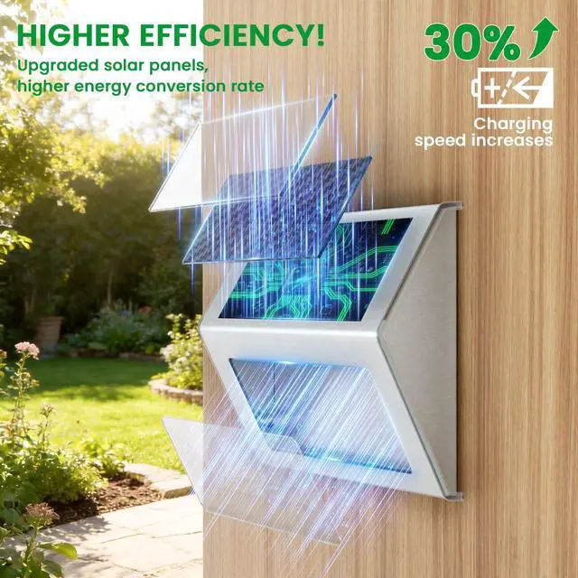 Alt view image 7 of 7 - Solar Lights Perfect for Deck, Fence, Stair, Step Decor-Cool White-12P | Stainless Steel, Waterproof, Solar Powered, Garden, Patio, Deck Rail