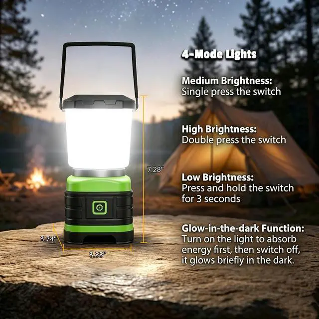 Alt view image 2 of 7 - LED Camping Lantern, Battery Powered LED Lights Camping Essentials, Portable Lanterns Flishlights for Emergency, Hurricanes, Outdoor Hiking, Power Outages, Survival Gear and Home Use, 2 Pack