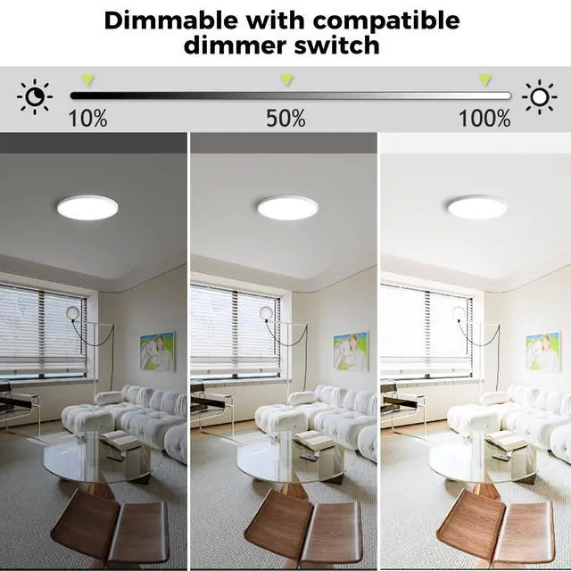 Alt view image 3 of 6 - 2Pack LED Flush Mount Ceiling Light Fixture, 12Inch 24W, Dimmable&3000K/3500K/4000K/5000K/6500K Adjustable Low Profile Ceiling Lights, White Round Flat Ceiling Light for Closet,Kitchen,Hallway
