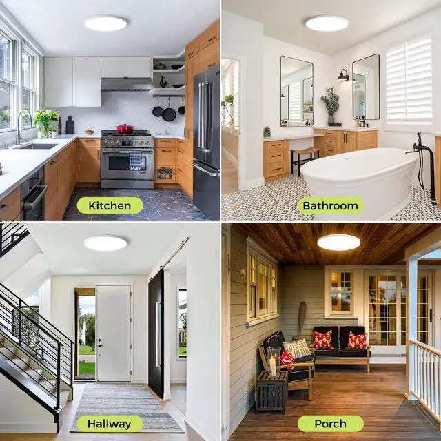 Alt view image 6 of 6 - 2Pack LED Flush Mount Ceiling Light Fixture, 12Inch 24W, Dimmable&3000K/3500K/4000K/5000K/6500K Adjustable Low Profile Ceiling Lights, White Round Flat Ceiling Light for Closet,Kitchen,Hallway