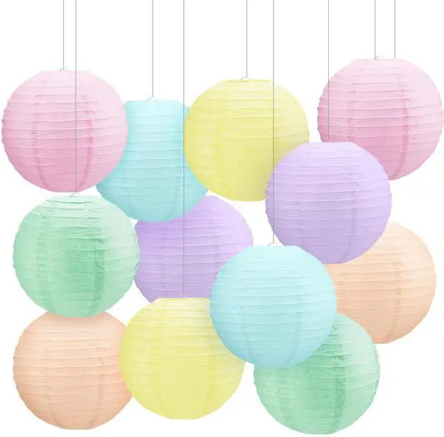Main image of 12 Pcs 10 Inch Hanging Paper Lanterns Party Decorations Cute Pastel Classroom Decor for Birthday Back to School Party Decoration for Classrooms Wedding Birthday Ceilings