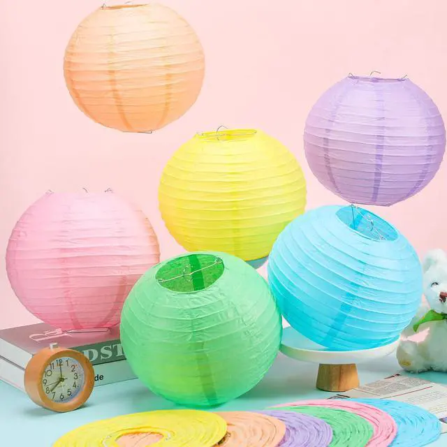 Alt view image 6 of 6 - 12 Pcs 10 Inch Hanging Paper Lanterns Party Decorations Cute Pastel Classroom Decor for Birthday Back to School Party Decoration for Classrooms Wedding Birthday Ceilings