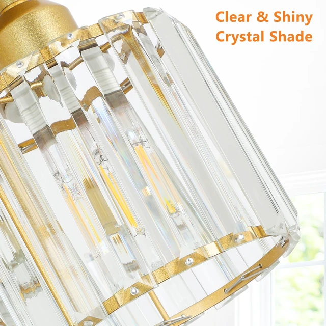 Alt view image 4 of 7 - Modern Semi Flush Mount Ceiling Light,3-Light Golden Crystal Close to Ceiling Light Fixtures,Kitchen Light Fixtures with Clear Crystal Shade,Hallway Light Fixtures for Hallway Bedroom Bathroom