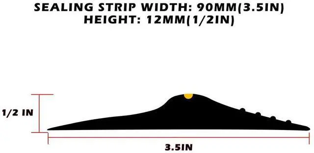 Alt view image 4 of 6 - Garage Door Bottom Seal Strip, Weatherproof EPDM Rubber Threshold, Fits All Standard Doors, Easy for DIY Homeowners, No Adhesive (10Ft, Black)