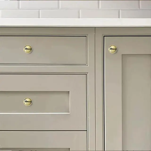 Alt view image 4 of 7 - 10 Pack 1-1/4 inch(32mm) Polished Brass Cabinet Knobs Dresser Knobs Round Drawer Knobs Kitchen Cabinet Hardware Zinc Knobs for Dresser Drawers
