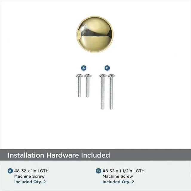 Alt view image 6 of 7 - 10 Pack 1-1/4 inch(32mm) Polished Brass Cabinet Knobs Dresser Knobs Round Drawer Knobs Kitchen Cabinet Hardware Zinc Knobs for Dresser Drawers