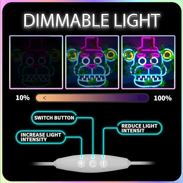 Alt view image 4 of 6 - Fnaf Frendy Neon Sign for Wall DecorFive Nights LED Neon Lights for GameroomBirthdayChristmas Gifts for kids