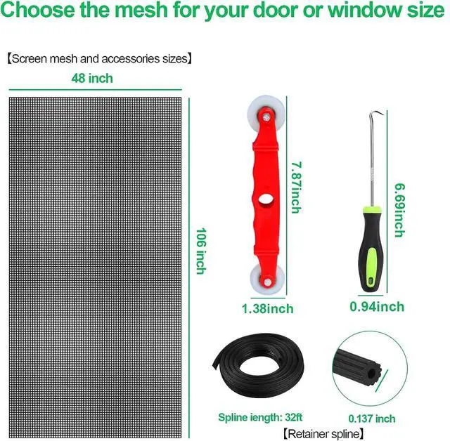 Alt view image 3 of 7 - Pet Proof Window Screen Replacement Kit, 39"x118" Durable High Hardness Screen Mesh Replacement Window Screens Repair Kit for Sliding Screen Door,Patio and Windows.(Folded Package with Tool Kit)