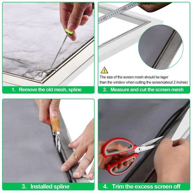 Alt view image 5 of 7 - Pet Proof Window Screen Replacement Kit, 39"x118" Durable High Hardness Screen Mesh Replacement Window Screens Repair Kit for Sliding Screen Door,Patio and Windows.(Folded Package with Tool Kit)