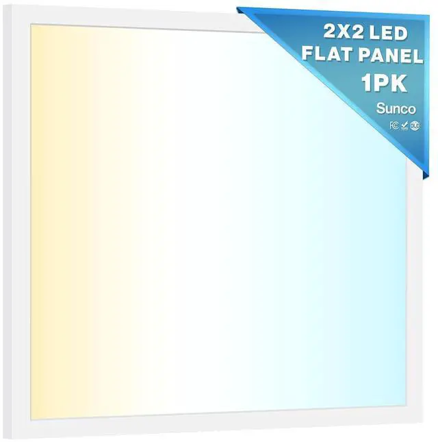 Main image of Sunco 2x2 LED Flat Panel Light, Back-Lit, 30-40W Selectable, 3CCT Dimmable | 5200LM, Selectable Wattage 30W/35W/40W, Selectable CCT 4000K/5000K/6000K, 0-10V Dimming, White, Troffer Replacement