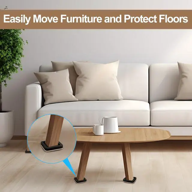 Alt view image 5 of 6 - Upgraded Felt Furniture Sliders for Hardwood Floors - 8 PCS 4" | Patented Groove Design, Furniture Movers Sliders, Easily and Safely Move Any Item, Floor Protection