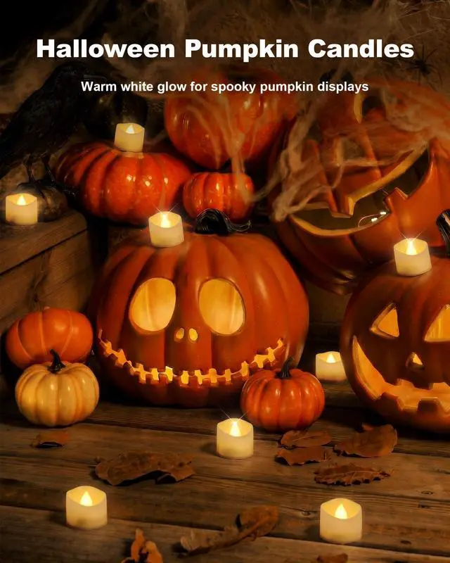 Alt view image 3 of 7 - 12-Pack Remote Flameless LED Battery Tea Light Candles, 400+Hrs | 2/4/6/8H Timer Flickering Tealight Votives for Halloween Pumpkins, Christmas Decor, Weddings and Home Ambiance