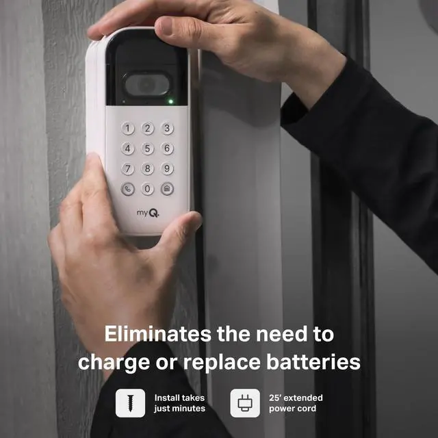 Alt view image 2 of 4 - myQ Smart Garage Door Video Keypad Wired Power Adapter Kit-Works with, LiftMaster and Craftsman openers, White