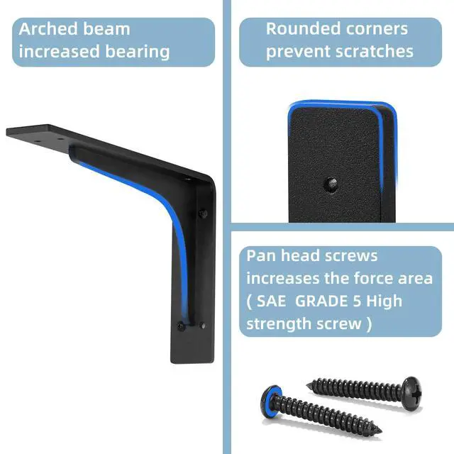 Alt view image 3 of 6 - 10"x 6"Shelf Bracket,L Shelf Brackets,max Load 300lbs, Premium Alloy Metal Heavy Duty Shelf Bracket, high Strength Mounting Hardware Included, countertop Support,Corner Brace,Pack of 4