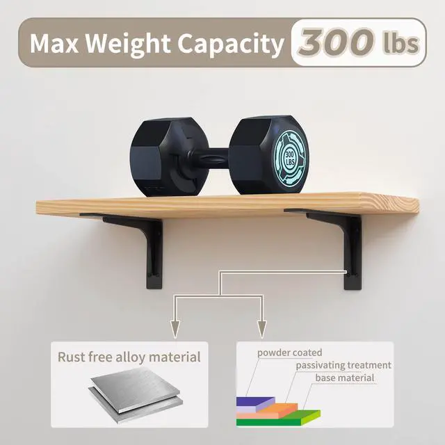 Alt view image 5 of 6 - 10"x 6"Shelf Bracket,L Shelf Brackets,max Load 300lbs, Premium Alloy Metal Heavy Duty Shelf Bracket, high Strength Mounting Hardware Included, countertop Support,Corner Brace,Pack of 4